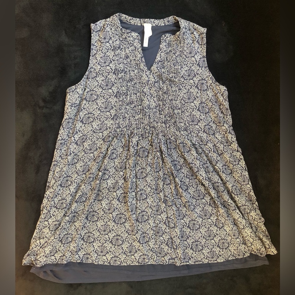 Rush Blue White Casual Mini Dress XL Coral Sea Urchin Print Beach Ocean